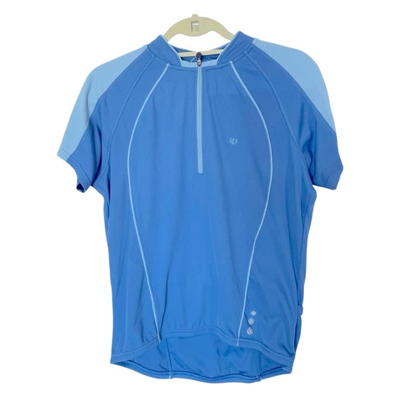 Pearl Izumi Womens Short‎ Sleeve 1/4 Zip Blue Cycling Jersey Back Pockets Sz L - Picture 1 of 7